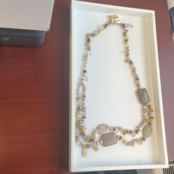 2 Strand Coral Fossil Citrine Agate Necklace - Picture 2 of 3